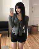 Hina Shirring Tie Ribbon Long Sleeve