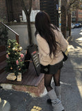 [Lining Quilting] Celan Hairy Fur Collar Jacket