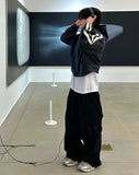 Unbalanced unisex cargo balloon pants