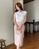 Kidden Round Neck Ribbed Cap Sleeve Knit