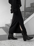 Match Shirring Slit Long Skirt