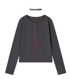 FULL OF Henley Neck Long Sleeve T-Shirt
