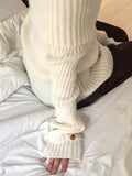 Palms Button Warmer Ribbed Off Shoulder Knit