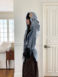 Biphy denim hooded snap denim jacket shirts
