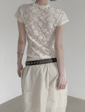Floral Punching Lace Short Sleeve Tee