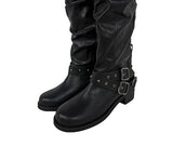 Doze Wrinkle Leather Buckle Long Boots
