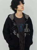 END OF TIME Applique Hooded Zip-Up