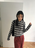 [Wool 10] Alo Stripe Color Crop Hood Knit