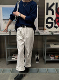 Breeze one-tuck cotton wide pants