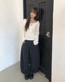 Piin Stud Brushed Vintage Wide Pants