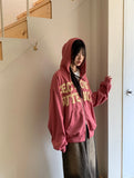 Bipo Over Fit Lettering Two-Way Hood Zip-Up