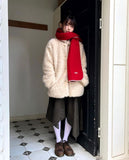 Mutton color matching knit muffler