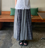 Rehues Vintage Seersucker Check Banding Long Skirt