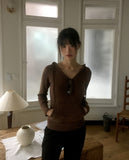 Golds Heart Button Pocket Hooded Knit