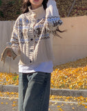 Buffy Nordic Vintage High Neck Knit Cardigan