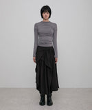 Asymmetrical Draped Mock Neck