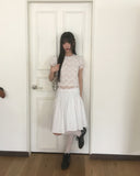 Puffy lace see-through frill t-shirt