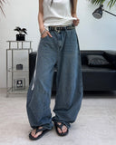 Medin Curved Linen Denim Pants