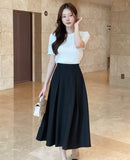 Shuena Pearl Neck Cable Short Sleeve Knit