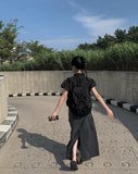 Posh black blue cargo long skirt