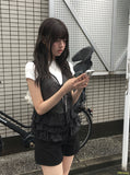 Seonu Dot See-through Layered Ribbon Sleeveless Blouse