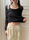 Runt vintage damage net net crop long sleeve knit