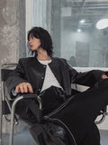 Lidore Metal Button Leather Jacket