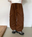 Chesiken Nylon Cargo Wide Pants
