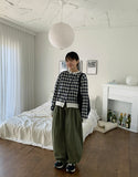 Coco Round Check Crop Cardigan
