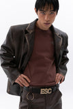 washing leather 4 buttons blazer