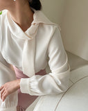 Rain Shirring Tie Blouse