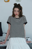 Stripe CROP Ringer Tee