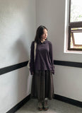 Kohyuri Check Frill Banding Long Skirt