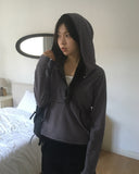 Veld Stripe Button Brushed Hood T-shirt