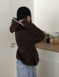 Rihan Color Matching High Neck Hood Fleece Zip-Up