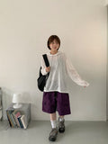 Mimyu check banding nylon Bermuda pants
