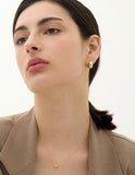 Champagne Full Moon Silver Grip One Touch Earrings