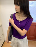 Taeyu Color Button Short Sleeve Tee