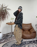 Raviel Check Damage Cotton Pants