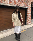[MADE] Kael Color Matching Stripe Loose Fit Long Sleeve Shirt