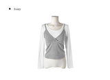 Boven Color Matching V Sleeveless T-Shirt Layered Set