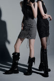 Shirring Zip Sleeveless Dress