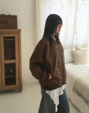 Colmar Overfit Rivet Washed Leather Jacket Jumper