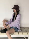 Gelato Summer Boxy See-through Hood Long Sleeve Shirt Cardigan