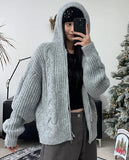 Ruin Heavy Wool Knit Hooded Zip-Up