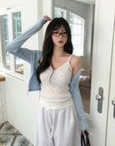 Bubble Lace Shirred Sleeveless