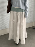 Zahini Ribbon Shirring Banding Long Skirt