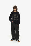 Wide one tuck denim pants
