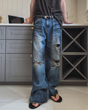 Lining Destroyed Denim Pants