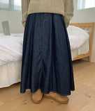 Notini banding pin tuck denim long skirt